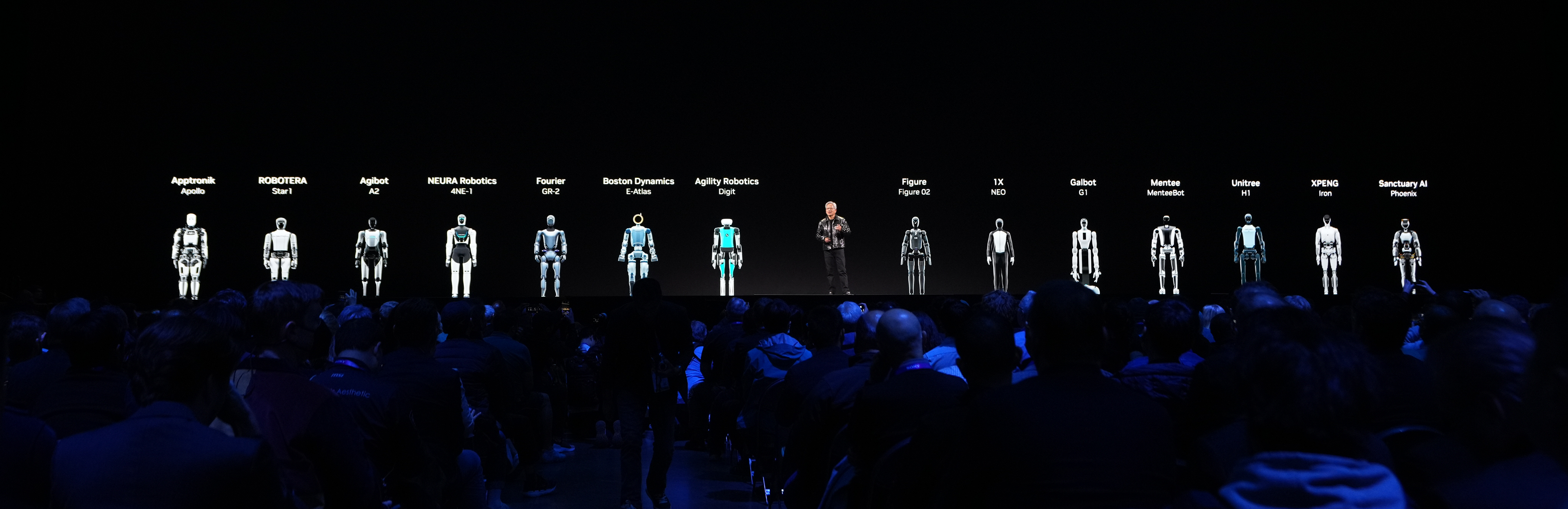 Jensen Huang and an army of humanoid robots